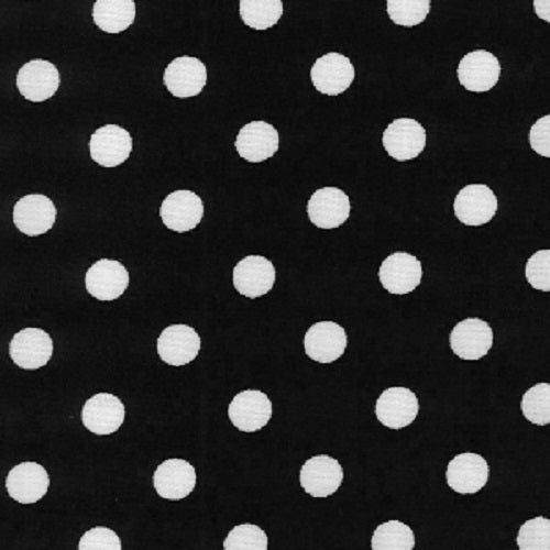 1 Metre 100% Cotton Poplin Fabric Black - 7mm Polka Dot - 112cm wide