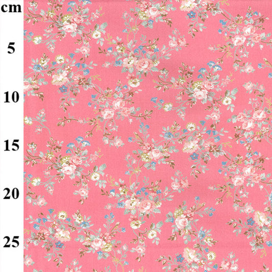1 Metre 100% Cotton Fabric - Rose Blossom on Pink