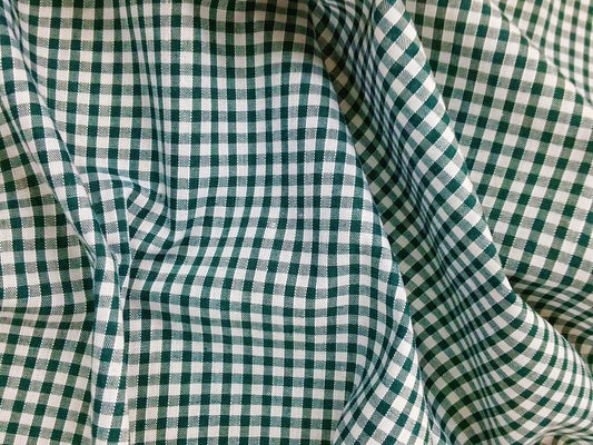1M Gingham 1/8 Check Polycotton Fabric x 112cm - Bottle Green (G8BOT )