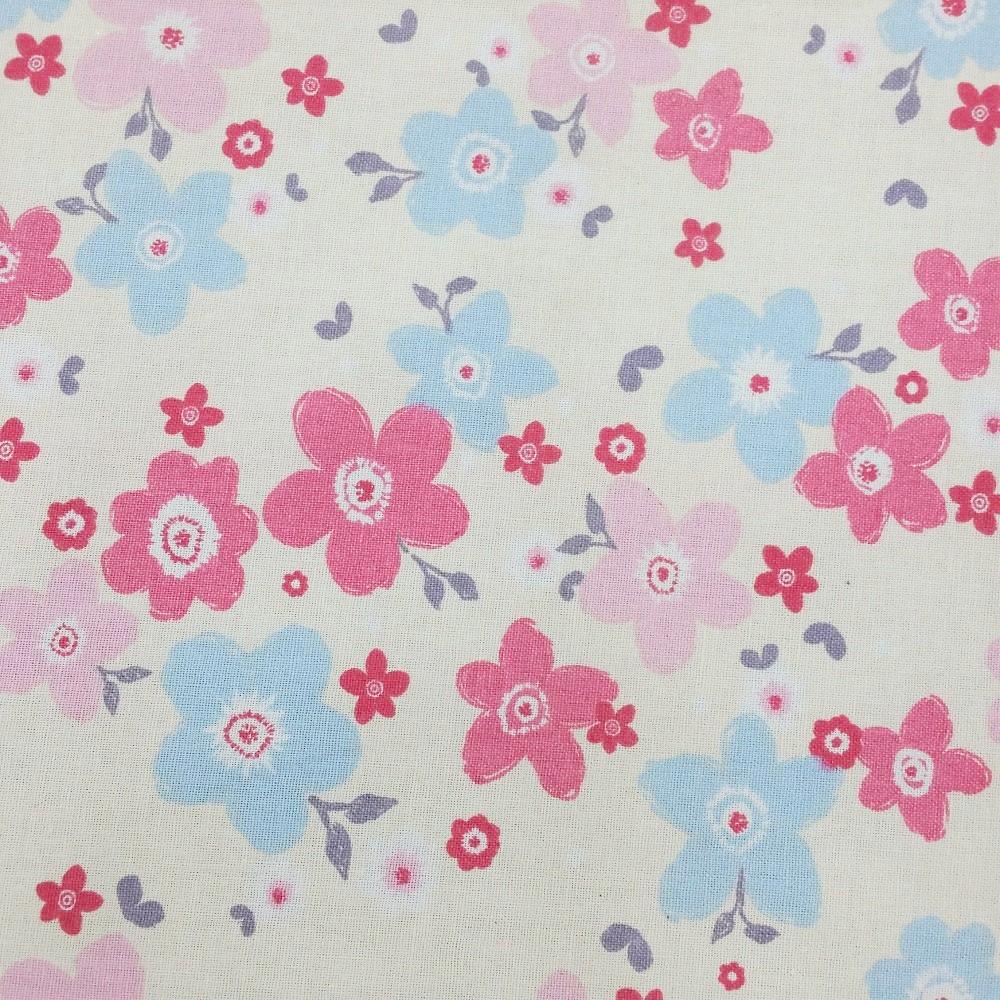 1 Metre 100% Cotton Doodle Flower Print x 45 - Cream T116