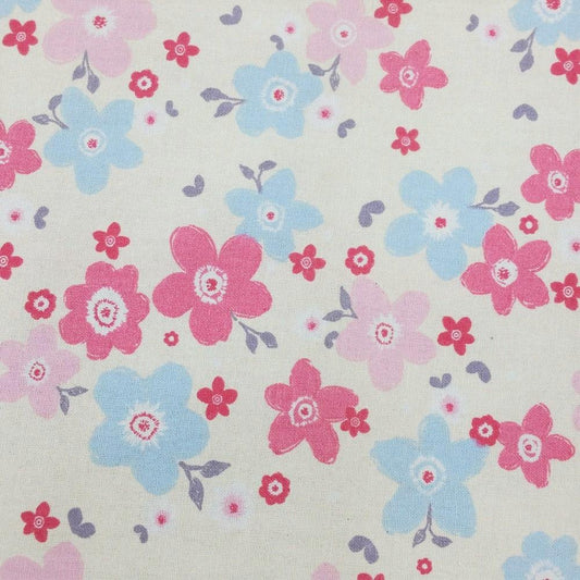 1 Metre 100% Cotton Doodle Flower Print x 45 - Cream T116