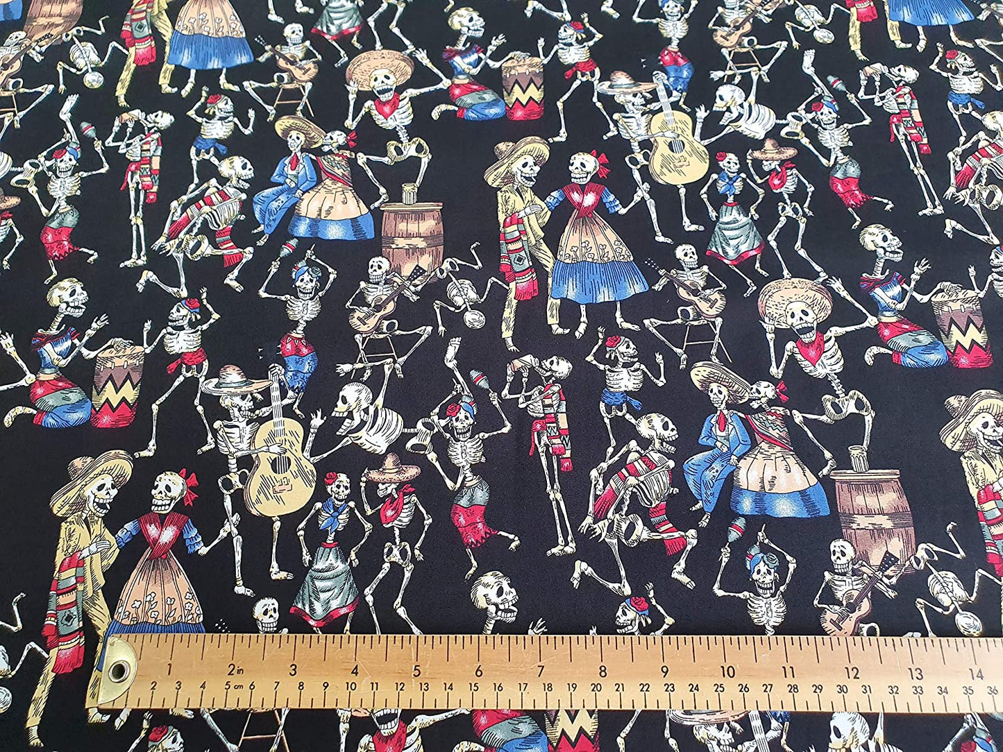 1 Metre 100 % Cotton Skeleton Party , Dawn of the Dead x110cm Width - S822