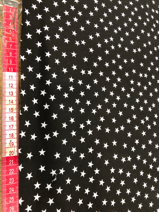 1 Metre Black & White Star Polycotton Fabric  112cm / 44 Width T232