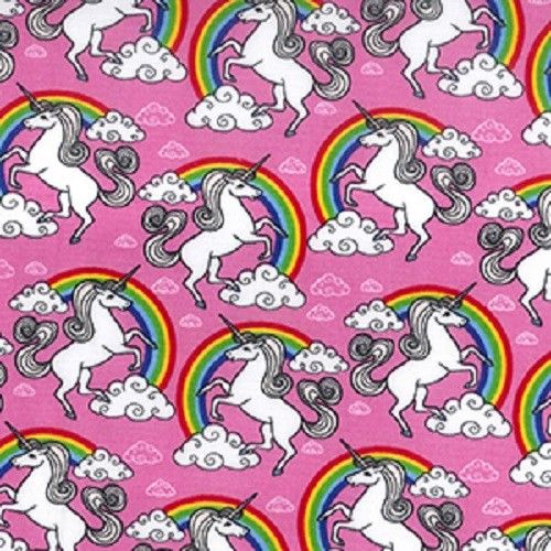 1 Metre 100% Cotton Poplin Fabric - Pink Unicorn