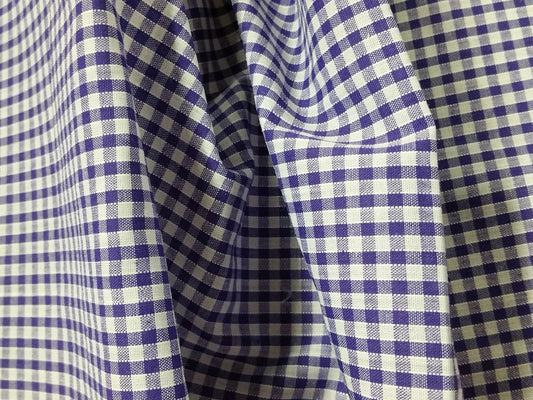 1M Gingham 1/8 Check Polycotton Fabric x 112cm - Purple g8purp